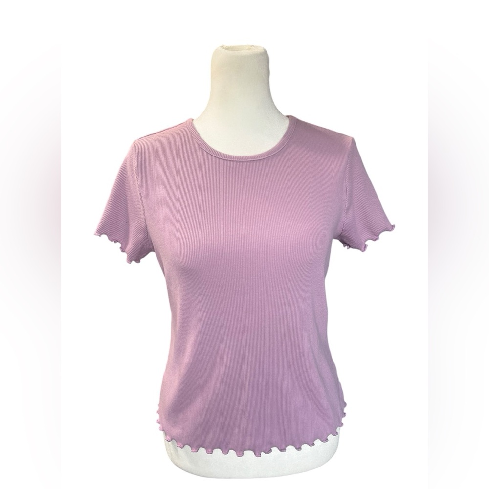 SO Woman’s Purple Short Sleeve Ribbed Fitted Top - Size Large